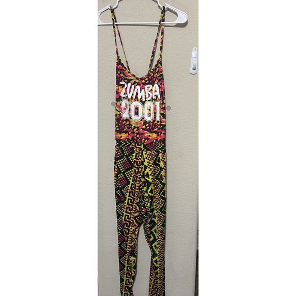 ZUMBA Wear Colorful Jumpsuit Spicy One Piece Athletic 2001 Y2K Dance Yoga Sz M - Picture 2 of 10